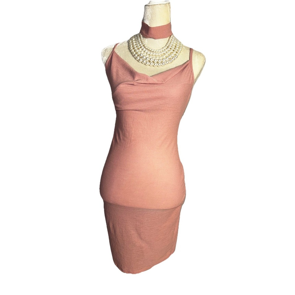 New Wo Tags Parvenue Pink Criss Cross Halter Back Bodycon Mini Dress Medium